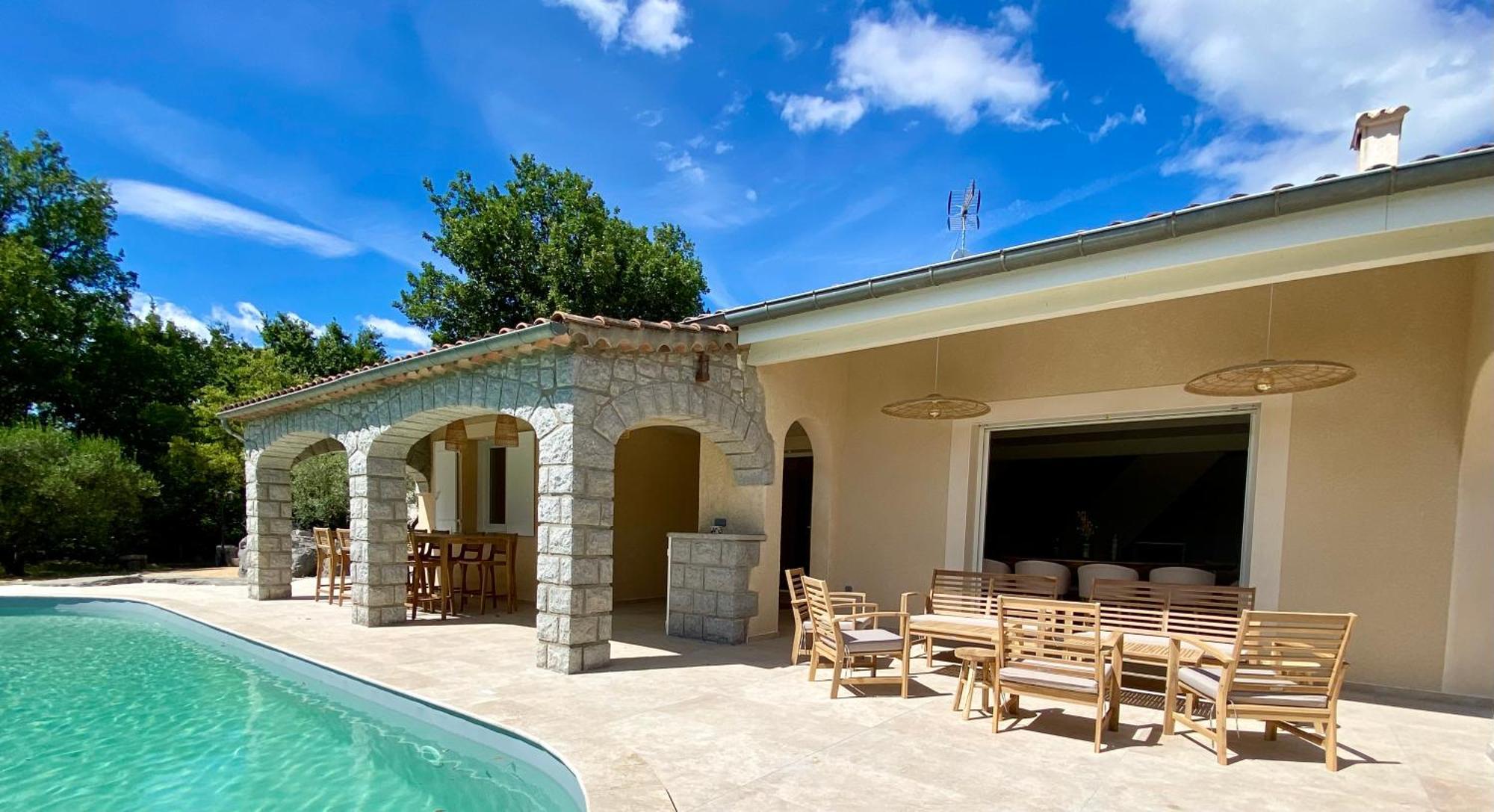 Maison Pour 12P, Piscine A Debordement Chauffee D'Avril A Octobre Inclus Ruoms Eksteriør billede